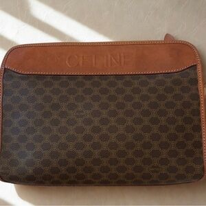Celine RARE Clutch Bag Macadam Beige PVC Leather